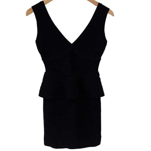 Herve Leger Rebeca Sleeveless Peplum Bandage Mini Dress Black Cocktail Small - Picture 5 of 14